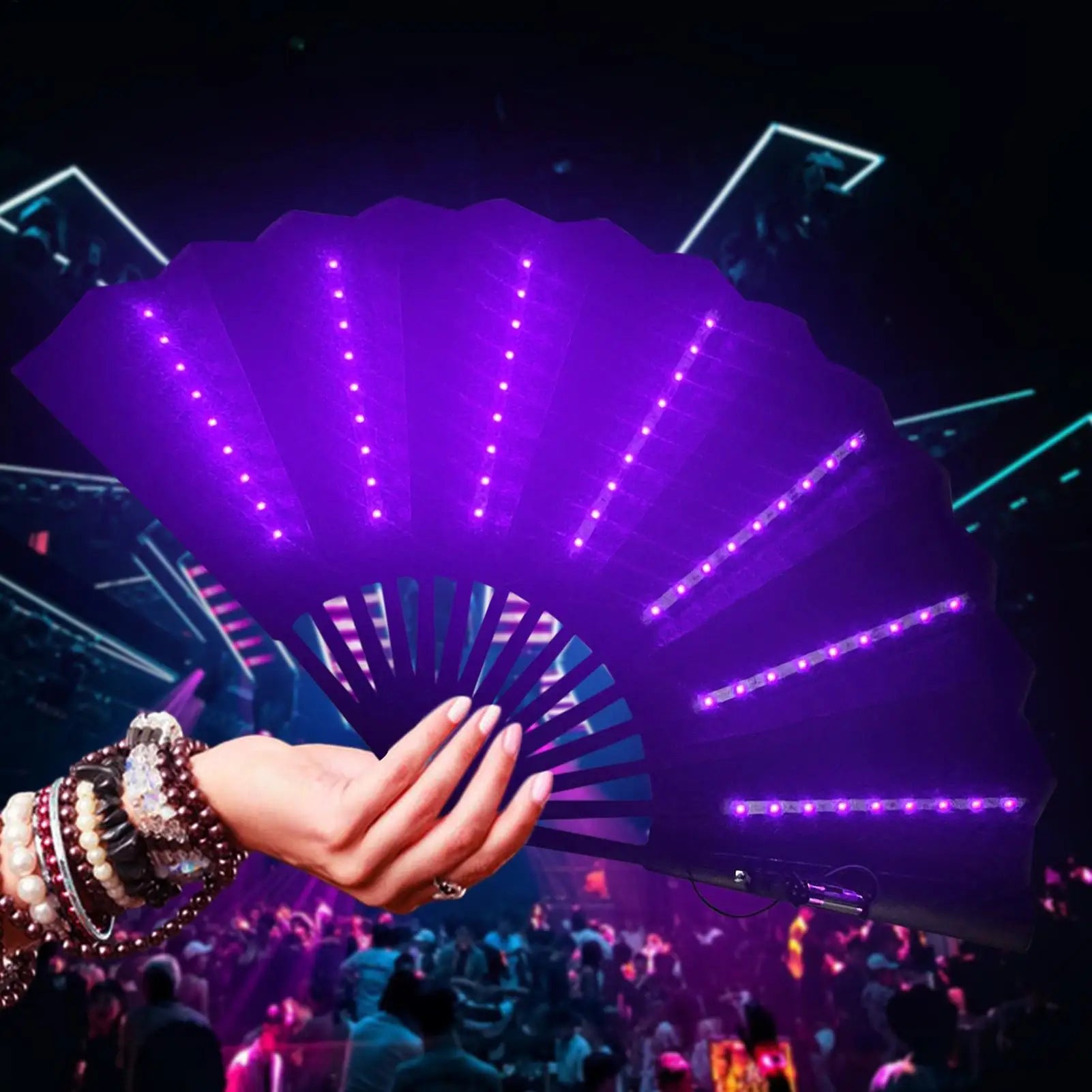 Rave Hand Fan Light up Rave Handheld Fan Travel Multipurpose Handheld Fan Carnival Accessories for Belly Dancing Performances Caribbean kids adults cool down