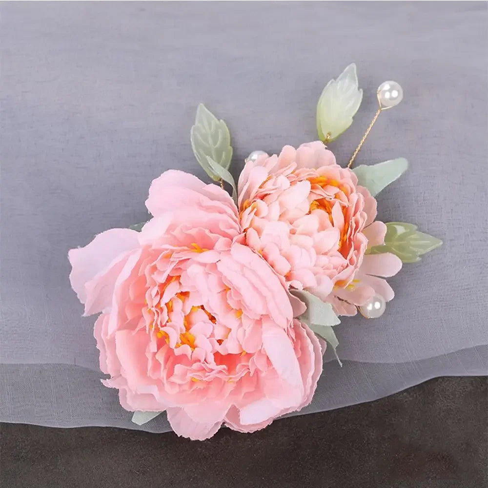 Bridal Wedding Party Hair Styling Pins Barrettes for Women Silk Flower Pearl Hair Clips Bride Headpiece Bridesmaid Flower Brooch