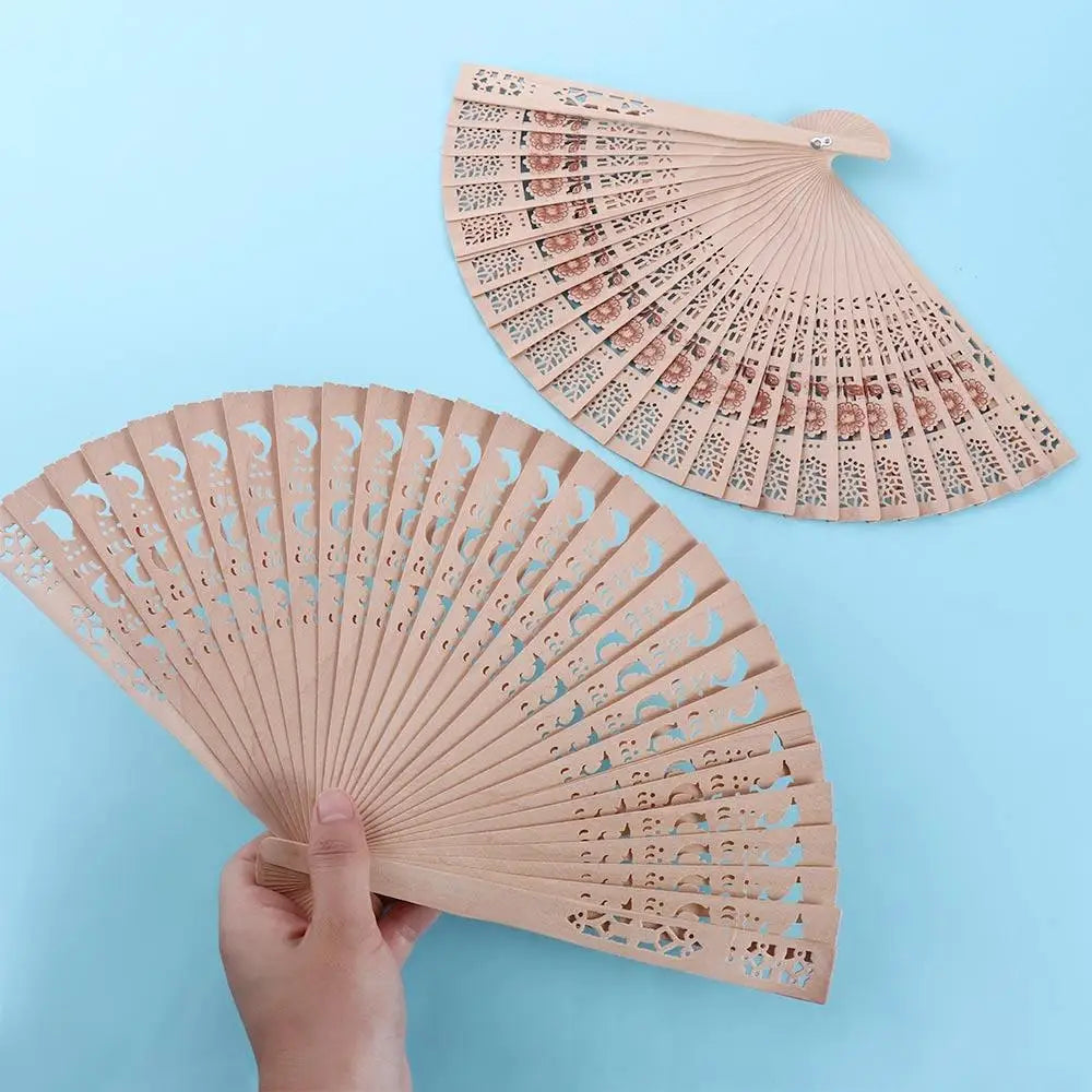 Fan Hand-held Home Accessories Printing Decorative Hollow Dance Hand Fans Folding Fans Photo Prop Tool Hand Held Flower Fans