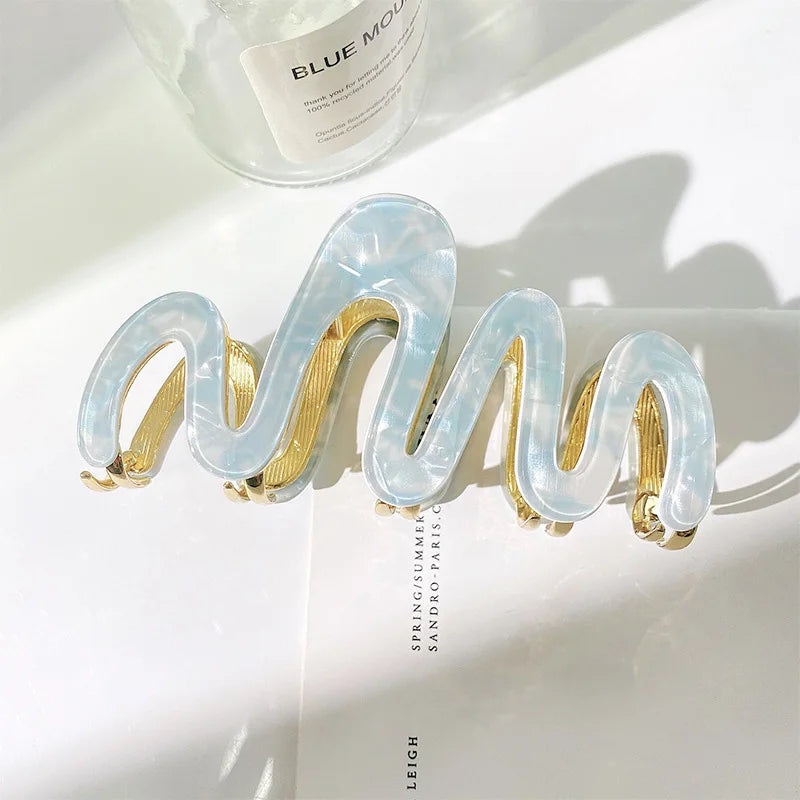 1pc New Acetic Acid claw  Clip High Quality Metal Grip Clip Wave Fashion Hair Grip Women's Premium Sense