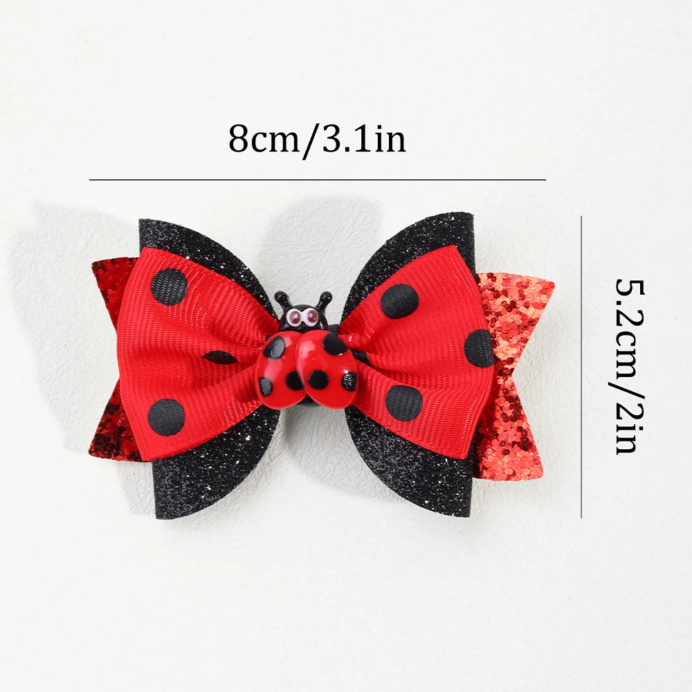 2 Pieces/pack Ladybug Pattern Hair Clips Hair Accessories for Girls Kids Hair Pin Headwear Hairbows Ideal Gift for Girls ladybird