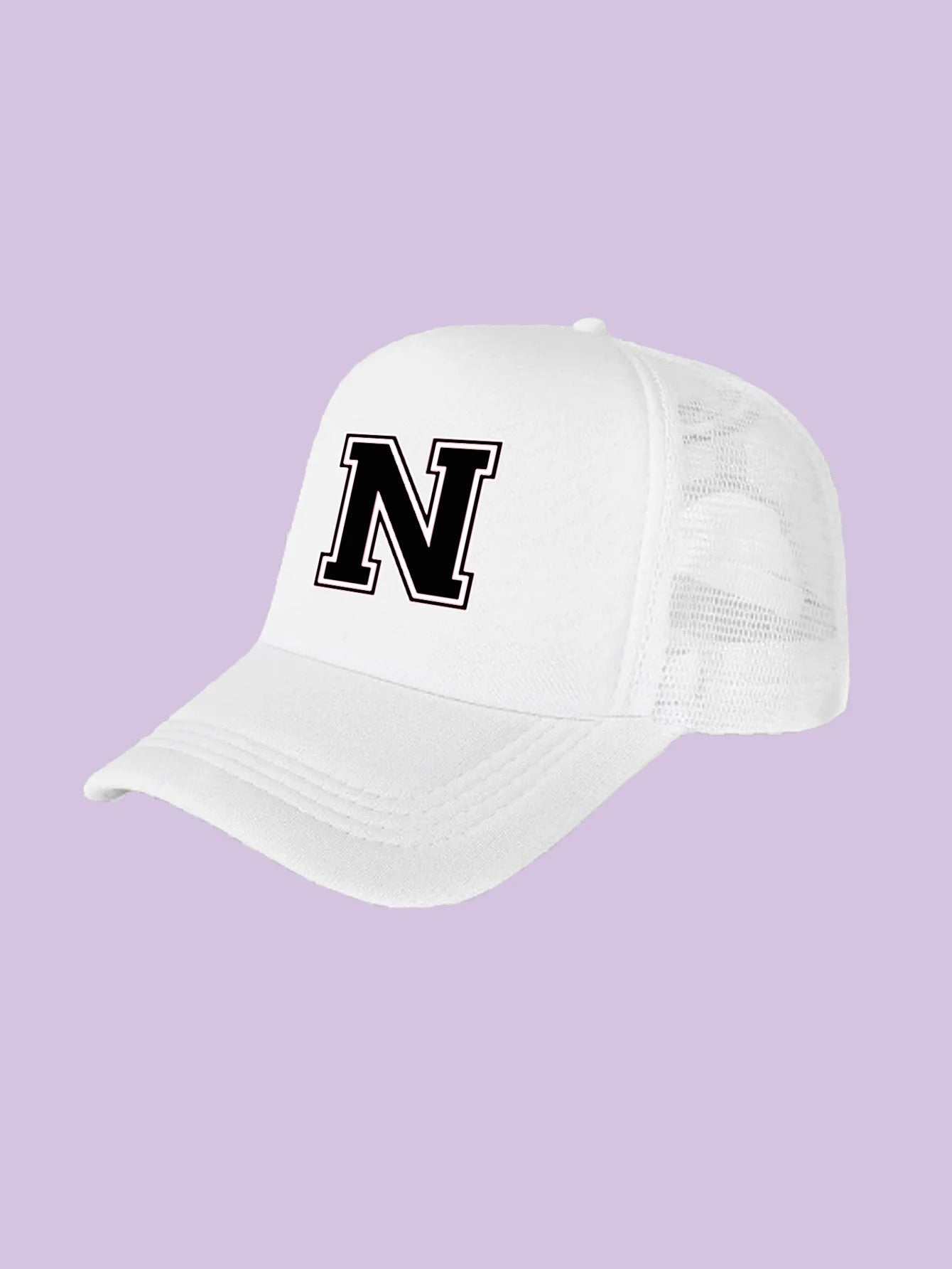 1Pc children's 26 letter printed baseball cap, fashionable sunshade duckbill cap for spring summer, breathable mesh trucker cap Initial cap