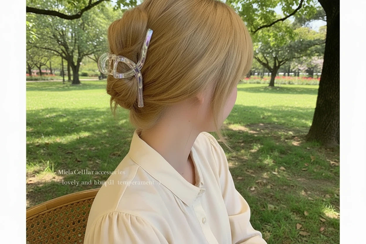 New Colorful Transparent Geometric Hair Claw For Women Girls Sweet Hair Decorate Claw Hair Clip Fashion Hair Accessories work school everyday wear