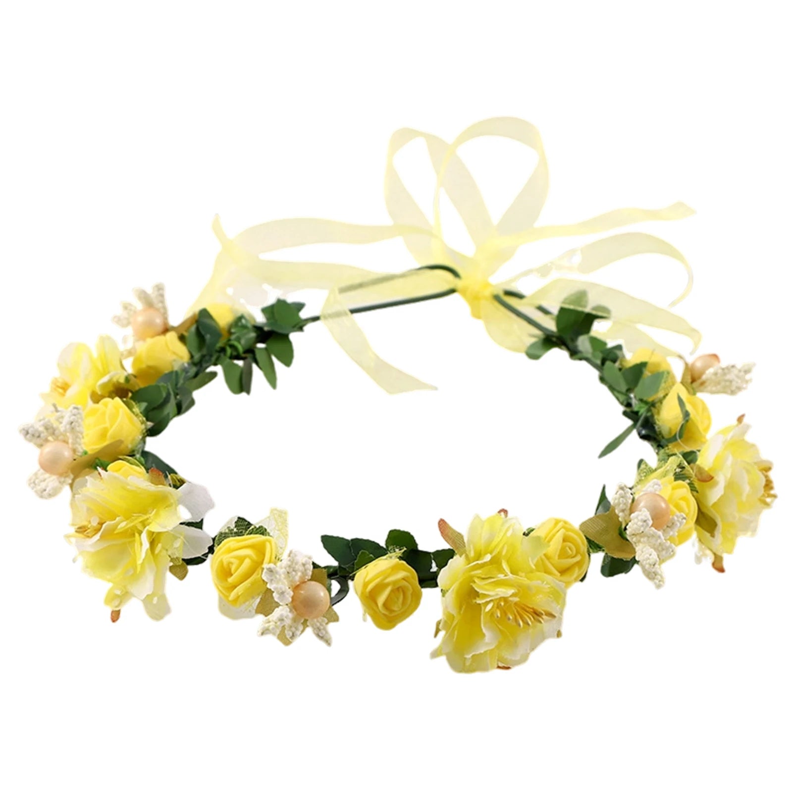 Bridal Flower Crown Headpiece DIY Hair Accessory for Wedding Bride Party Decoration Floral Wreath Hairband Hair Styling