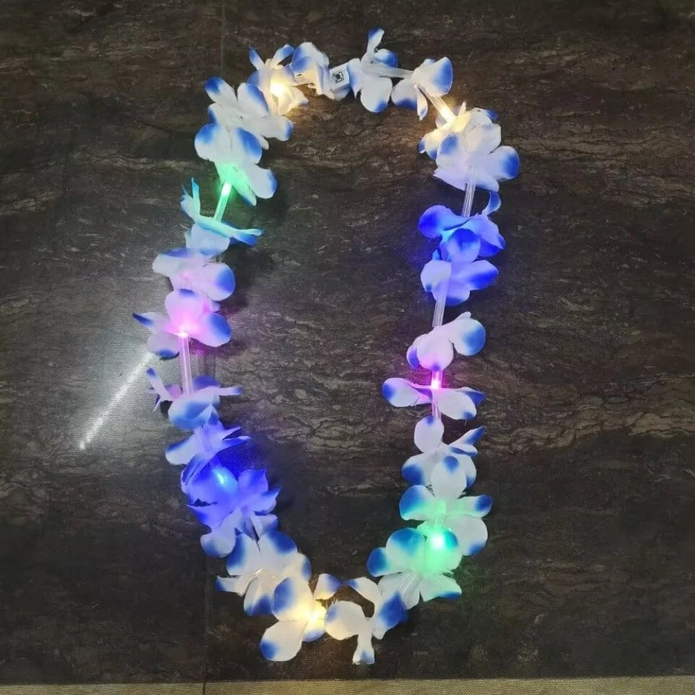 95CM Thickened Hawaiian Hula Dance Garland Collar Bohemian LED Belt Necklace For Women Beach Show Party Jewelry