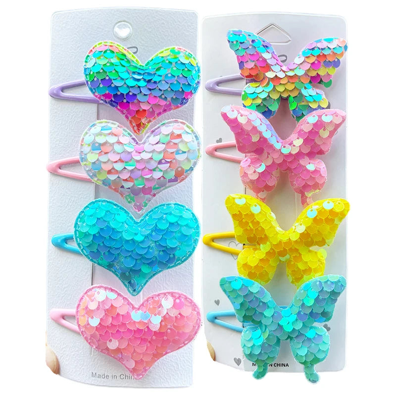 2PCS New Princess Scaly Heart Girls Hairpins Children Lovely Headwear Hairgrip Hair Clips Barrettes Hair Accessories butterfly star party