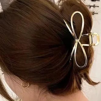 Bow Metal Hair Claw Clip  Gold Silver Girls and ladies hair up
