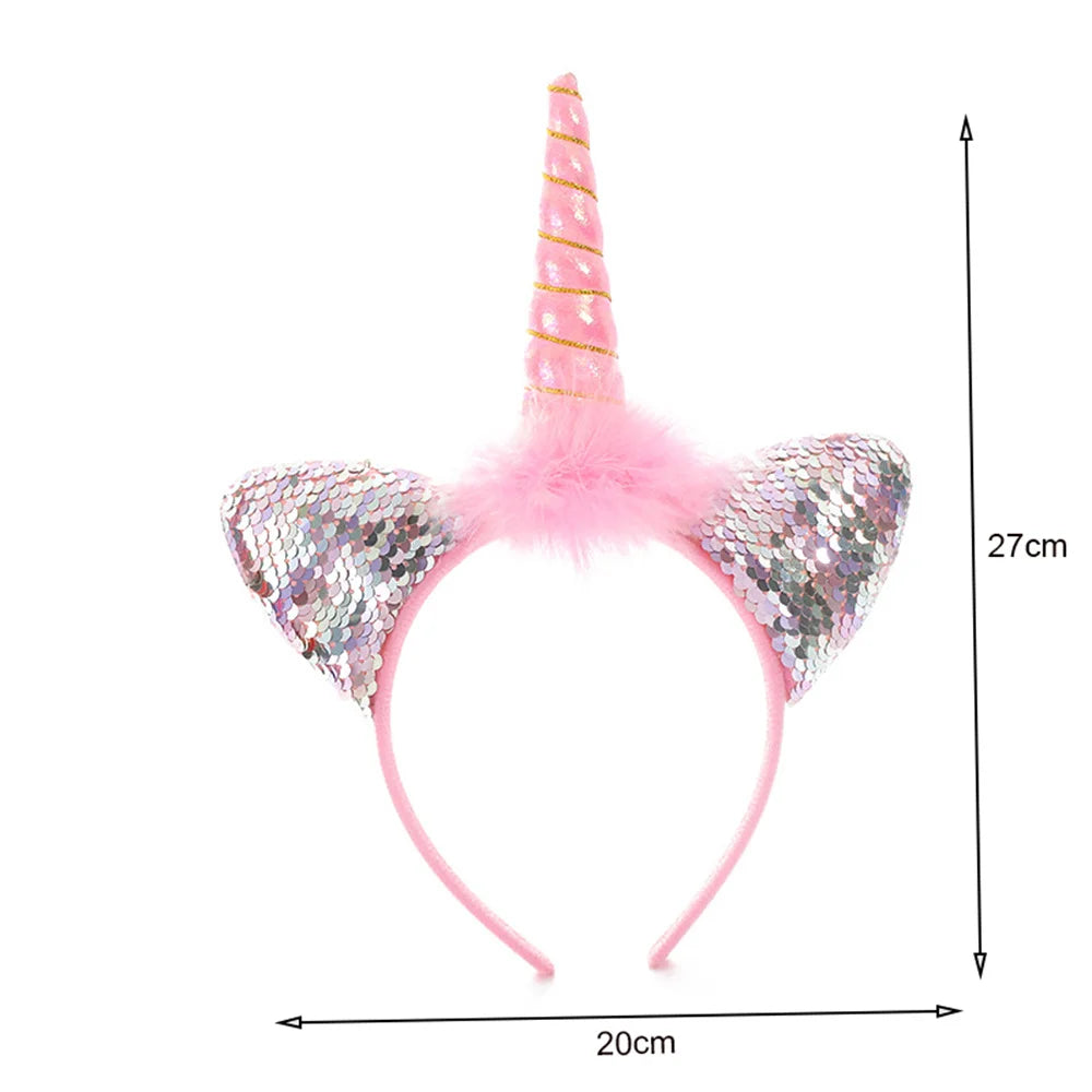Led Light Unicorn Headband Kids Girl Birthday Cartoon Headwear Hair Accessories Rainbow Unicorn Theme Party Decoration Suppliese
