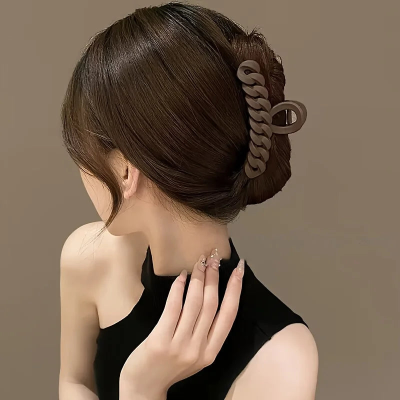 4 pack Women's Large plait style  Hair claw Clips  Brown/Black/Beige/Tan, hair up