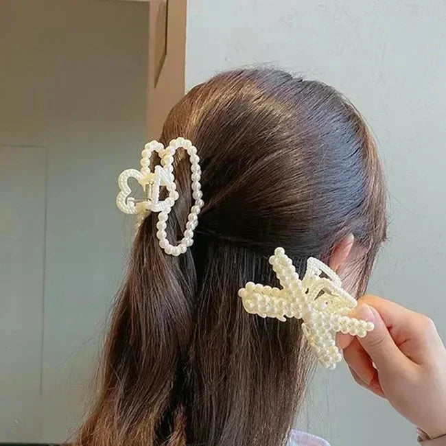 Imitation Pearl Hairpins Geometric Hair Claws Bath Large Claw  Clip S Clip Back Head  Hair up Clip Women Hair heart love Accessories so pretty and elegant cruise ship. Party holiday