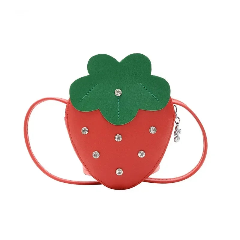 1 Pcs Children Small Bag Strawberry Crossbody Bag Cute Little Girl Zero Wallet Versatile Fashion Shoulder Bag Trend Kids Handbag