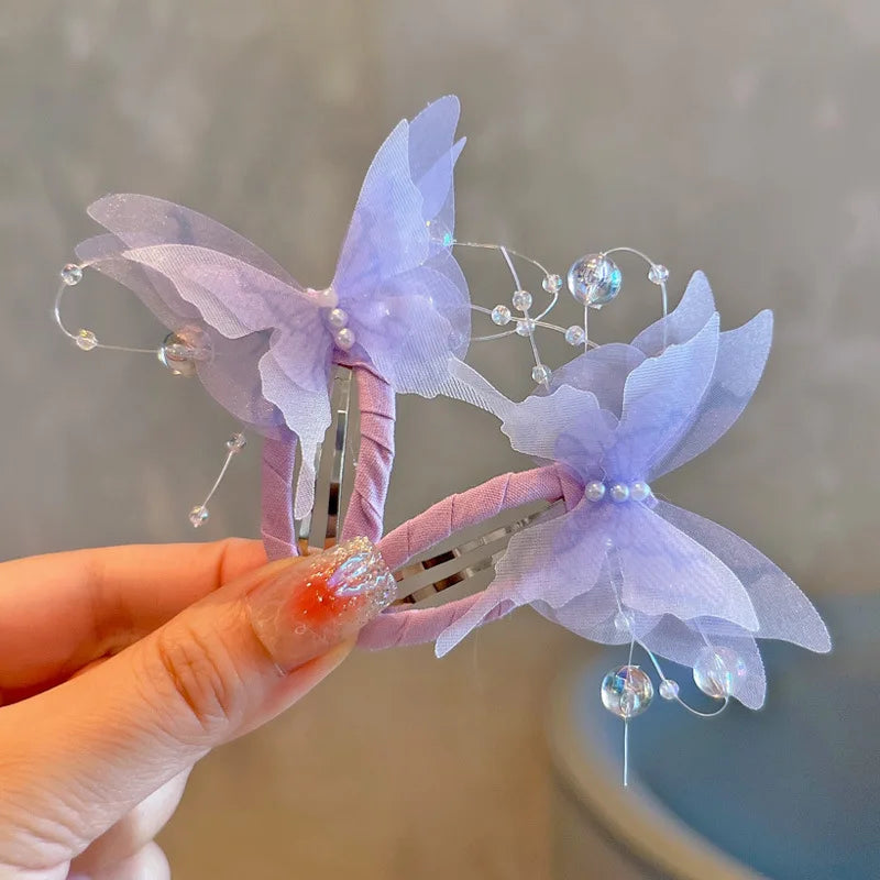 2PCS New Cute Fashion Gradient Butterfly Hair Clips Girls Hairpins Hair Accessories Barrettes Kid Headdress party beautiful pretty ❤️