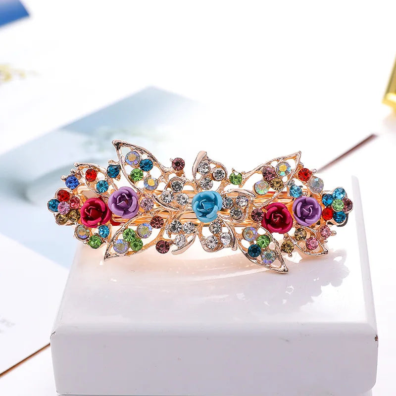 Crystal Floral Hairpin Rhinestone Hair Clip Barrettes