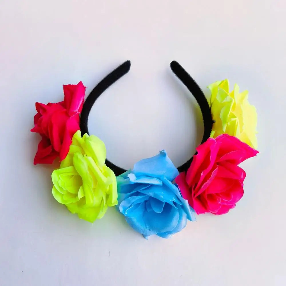 Women Bridal Girl Rose Flowers Head Hoop Crown Headband Wedding Headpiece Hair Band Accessories Artificial Wreaths Garland