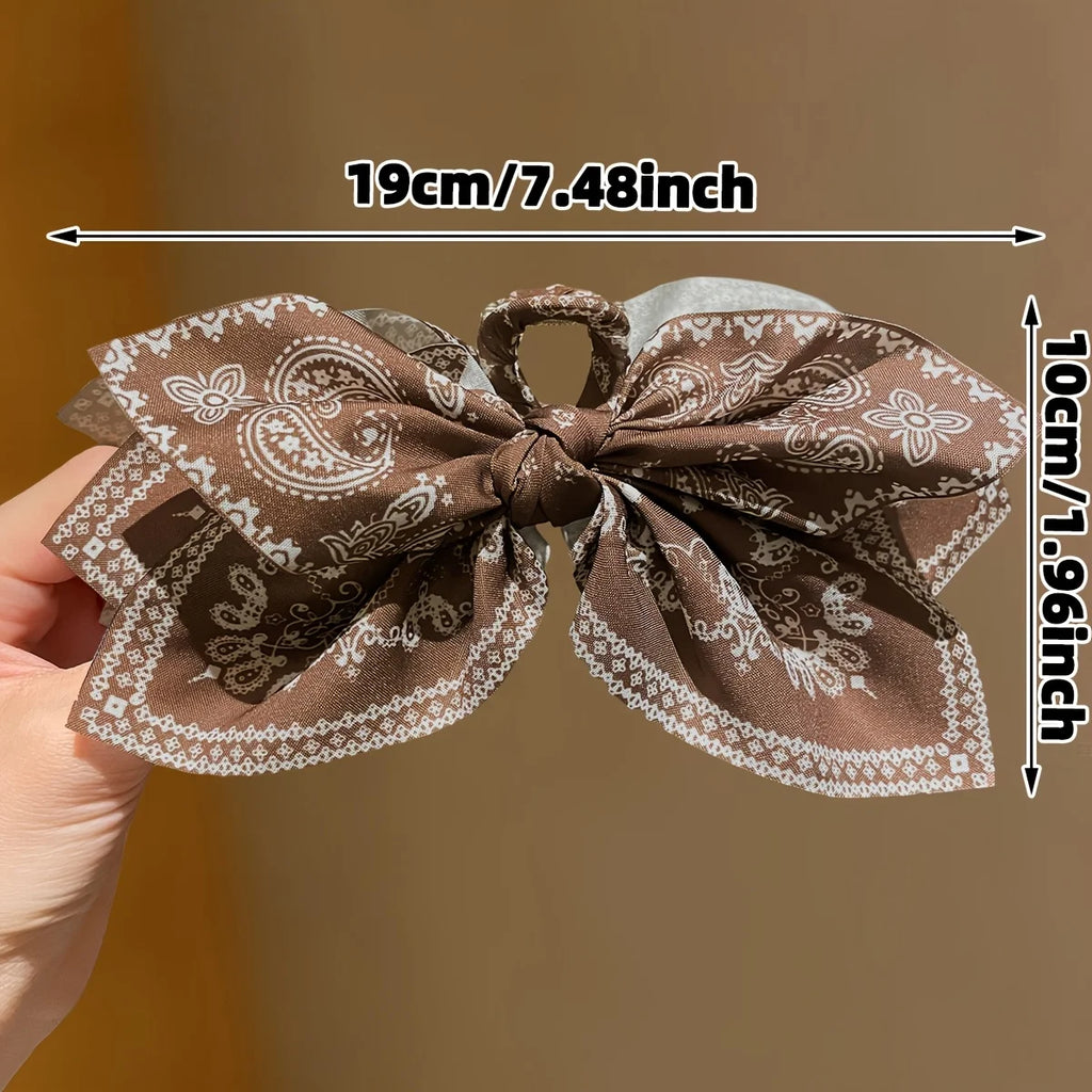 1Pcs Women's boho Style, Brown Cashew Flower Bow Hair Clip, High-End and Elegant Hair Clip, claw Clip Fashion ideal for a cowboy fancy dress or western country festival instead of a cowboy hat