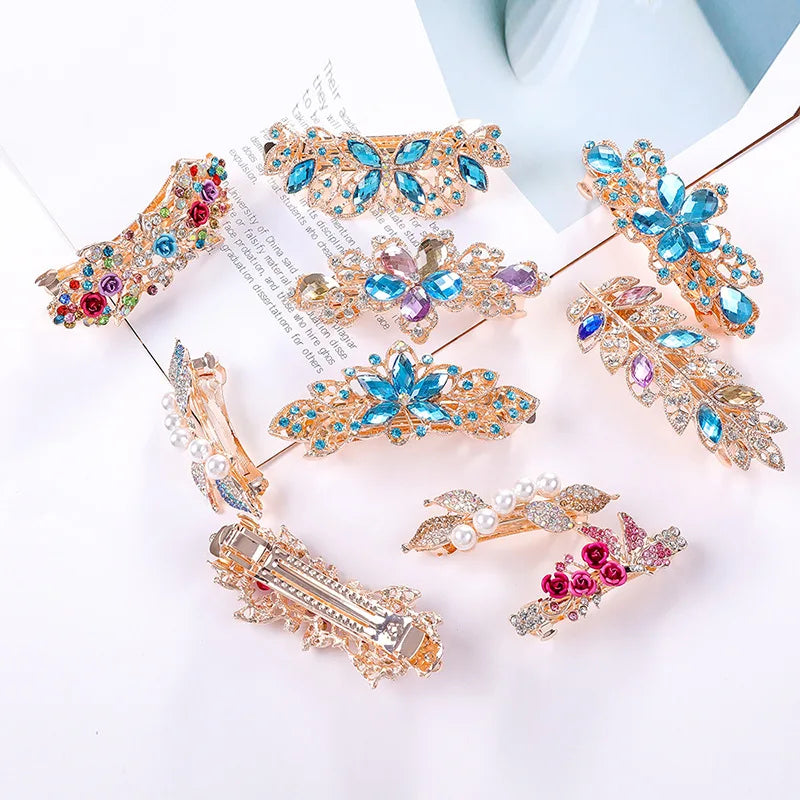Crystal Floral Hairpin Rhinestone Hair Clip Barrettes