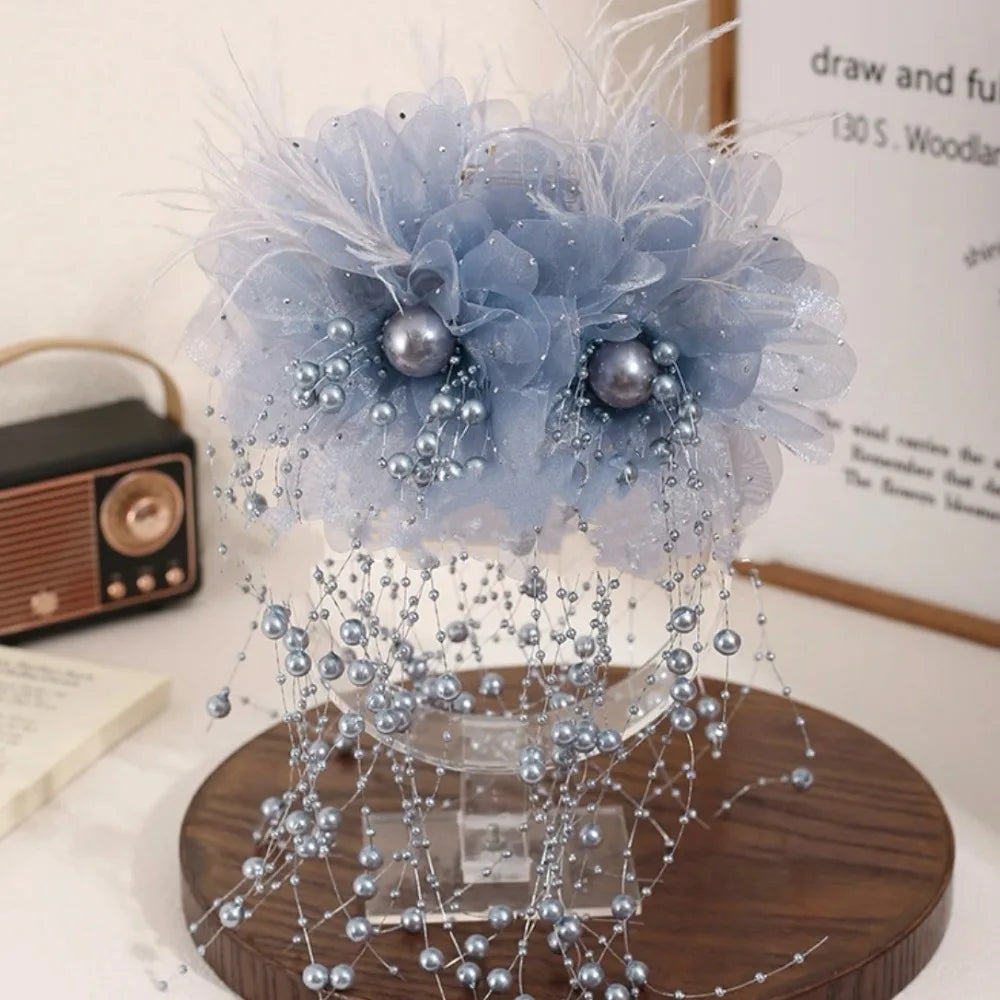 Bridal Wedding Party Hair Styling Pins Barrettes for Women Silk Flower Pearl Hair Clips Bride Headpiece Bridesmaid Flower Brooch