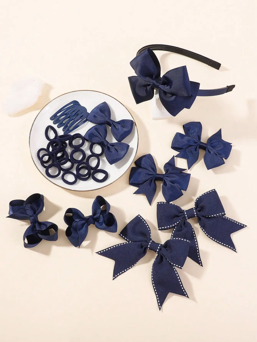 34Pcs/Set New Fashion Layered Hairbands Ribbon Bows Headband hair clips BB clips Hair Ties Handmade Hair Accessories Girls great gift