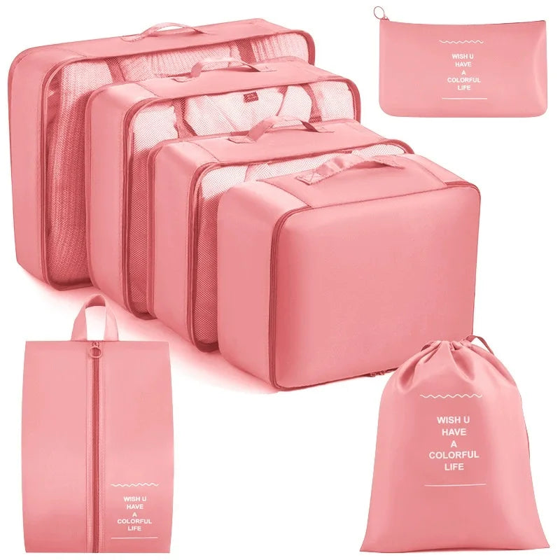 7/8/9/10 Pcs Set Travel Organizer Storage Bags Suitcase Packing Cubes Set Cases Portable Luggage Clothes Shoe Tidy Pouch Folding