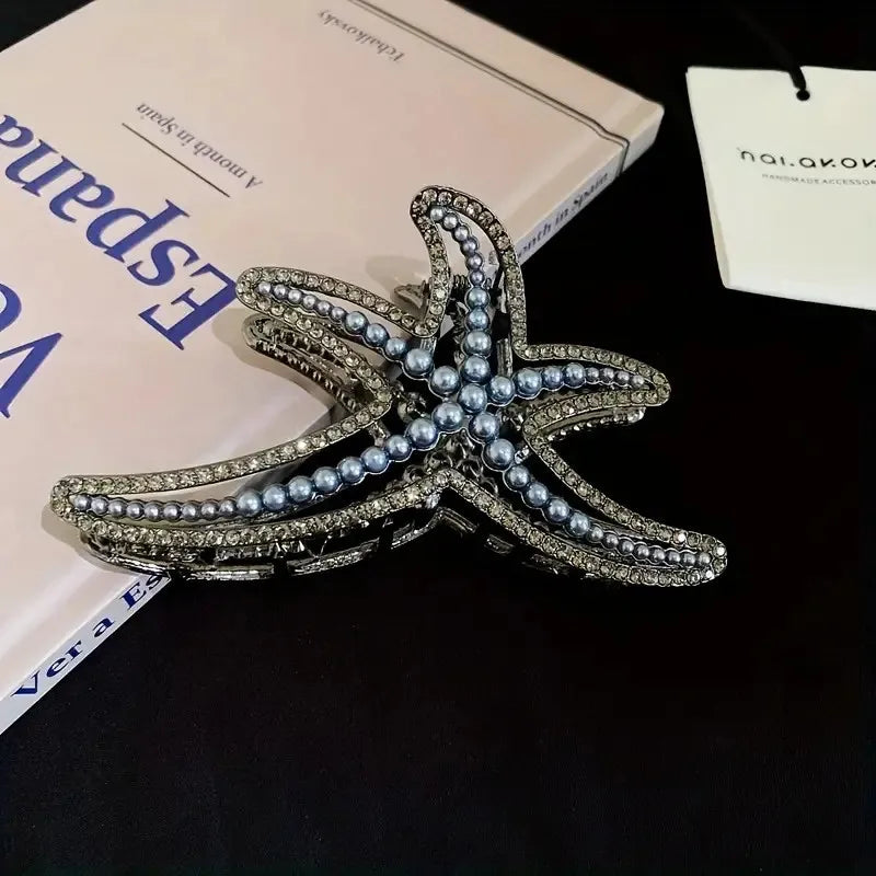 starfish hair claw clip sparkling rhinestones