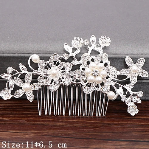 Wedding Hair Combs Bridal Hair Accessories For Women Hair Jewelry Silver Color Pearl Rhinestone Head Jewelry Women Accessoriesx