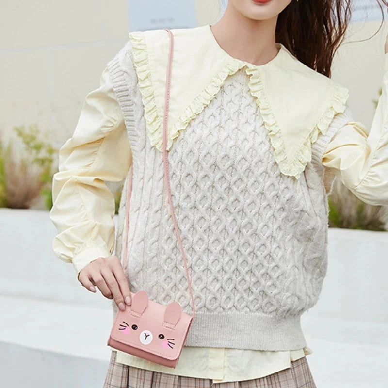 Kids Mini Handbag, Cute PU Shoulder Bag for Girls, Princess Coin Purse Wallet for Baby