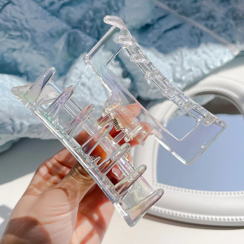 New Colorful Transparent Geometric Hair Claw For Women Girls Sweet Hair Decorate Claw Hair Clip Fashion Hair Accessories work school everyday wear