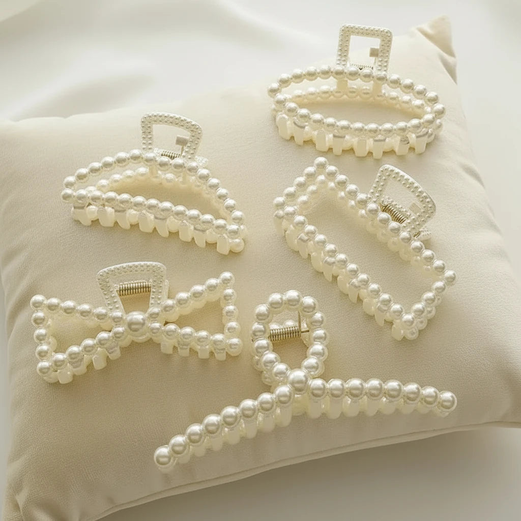 Imitation Pearl Hairpins Geometric Hair Claws Bath Large Claw  Clip S Clip Back Head  Hair up Clip Women Hair heart love Accessories so pretty and elegant cruise ship. Party holiday