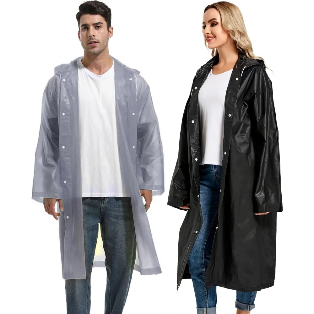 Disposable Adults Reusable Raincoats,Waterproof Rain Ponchos,Adults-Reusable Emergency Raincoats with Hood and Drawstring theme park  camping festival music