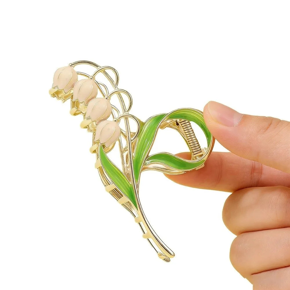 Fashion Metal Flower Hair Clips Exquisite Lily Tulip Rose Shark Clip Advanced Non-Slip Hair Claw Hair Accessories