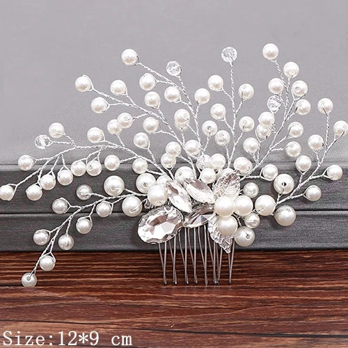 Wedding Hair Combs Bridal Hair Accessories For Women Hair Jewelry Silver Color Pearl Rhinestone Head Jewelry Women Accessoriesx