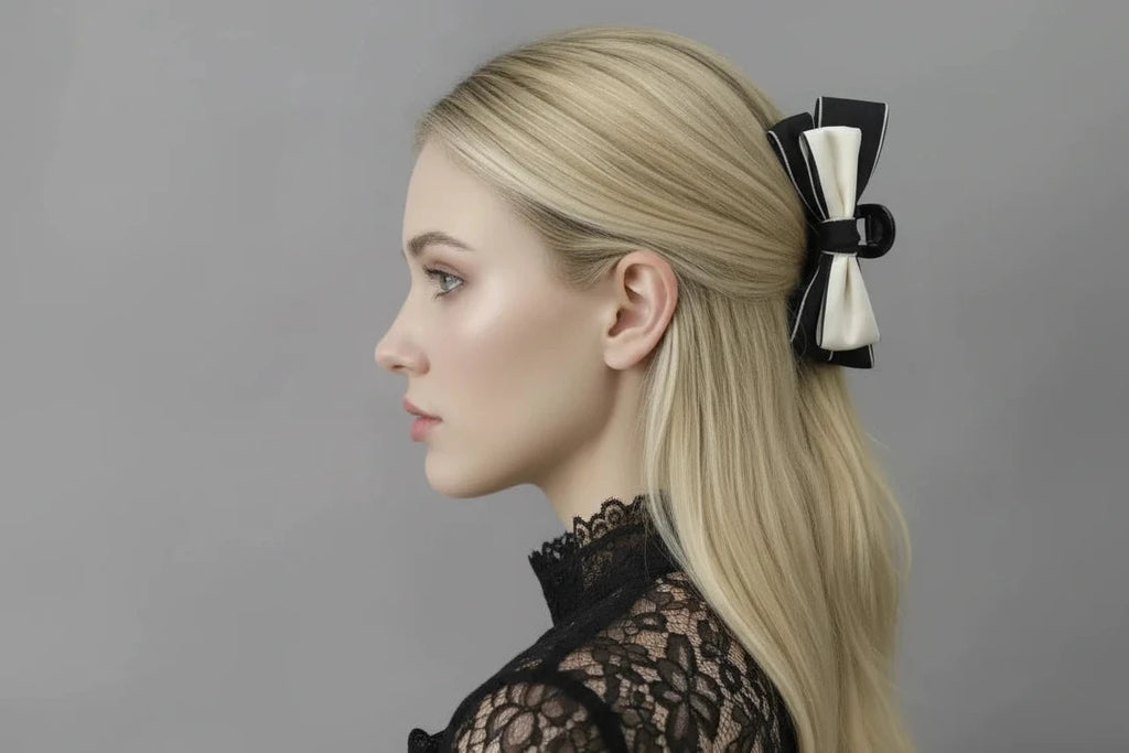 Double sided bow hair claw clip