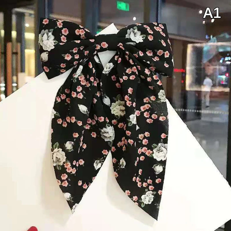 Bow Hair Clip Fashio Style Big Bow Ribbon Hair Tie Small Fresh Floral Hairpin Bowknot Hair Duckbill Clip Accessories pretty for holidays , special occasions