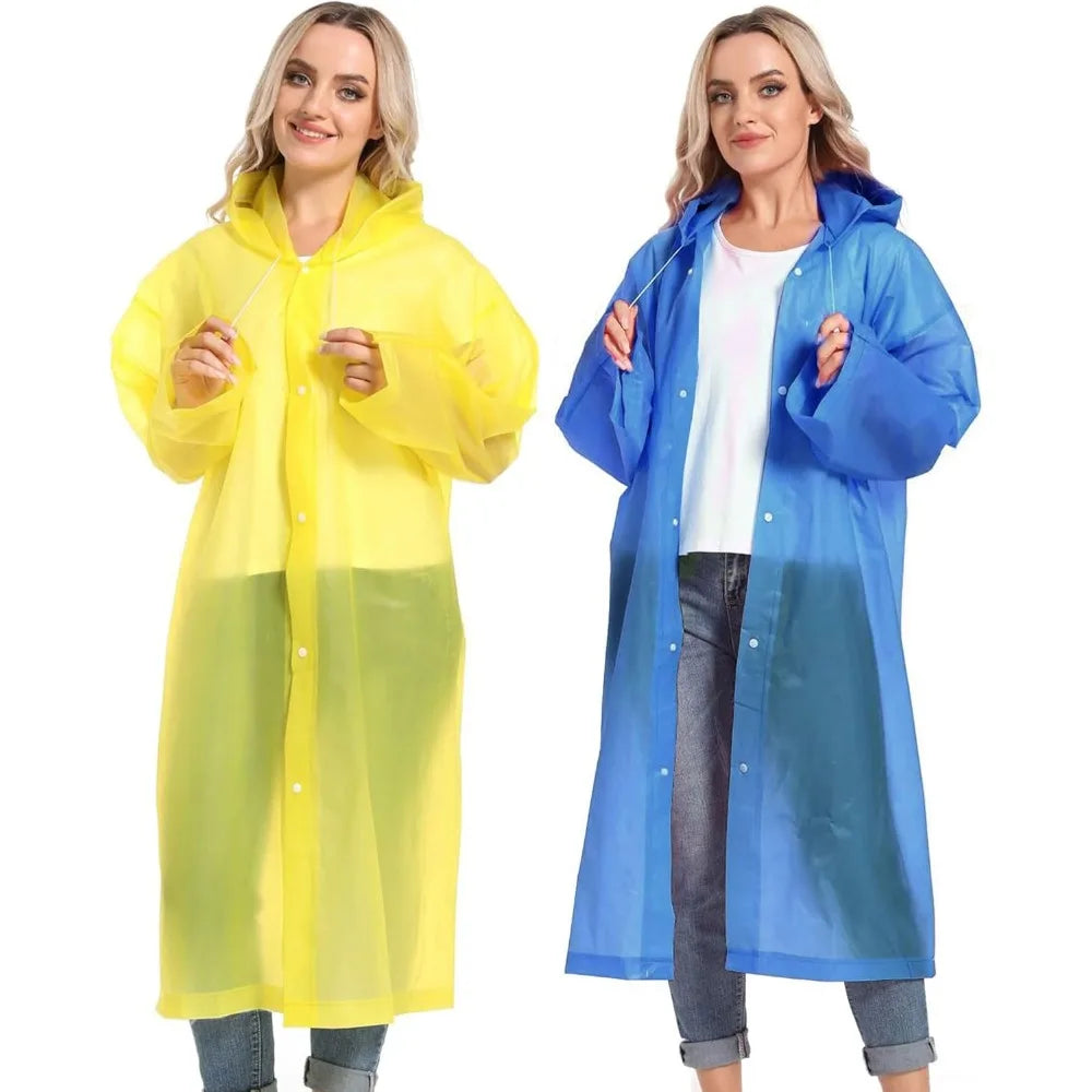 Disposable Adults Reusable Raincoats,Waterproof Rain Ponchos,Adults-Reusable Emergency Raincoats with Hood and Drawstring theme park  camping festival music